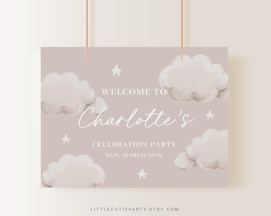 Editable A Little Piece of Heaven Backdrop, Little Piece of Heaven Baby Shower Banner, Shower Sign for Clouds Baby Shower Decor LPHBS001