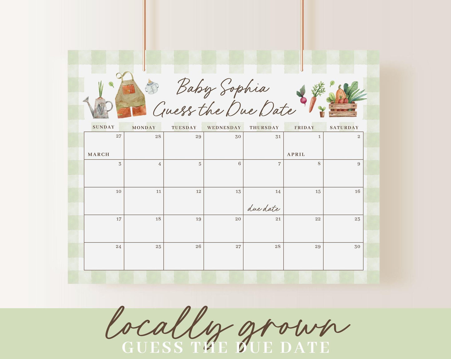Editable Locally Grown Baby Shower Bundle, Farmers Market Baby Shower Invite Bundle with Locally Grown Baby Shower Games and Decor LCGBS001