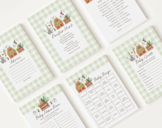 10 Editable Locally Grown Baby Shower Games Bundle, Farmers Market Baby Shower Games Bundle, Locally Grown Farmers Market Games LCGBS001