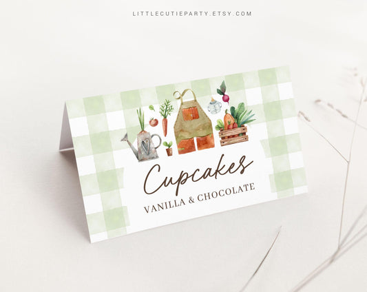 EditableLocally Grown Food Labels, Food Tent cards, Folded Food Cards for Farmers Market Baby Shower Decorations Theme LCGBS001