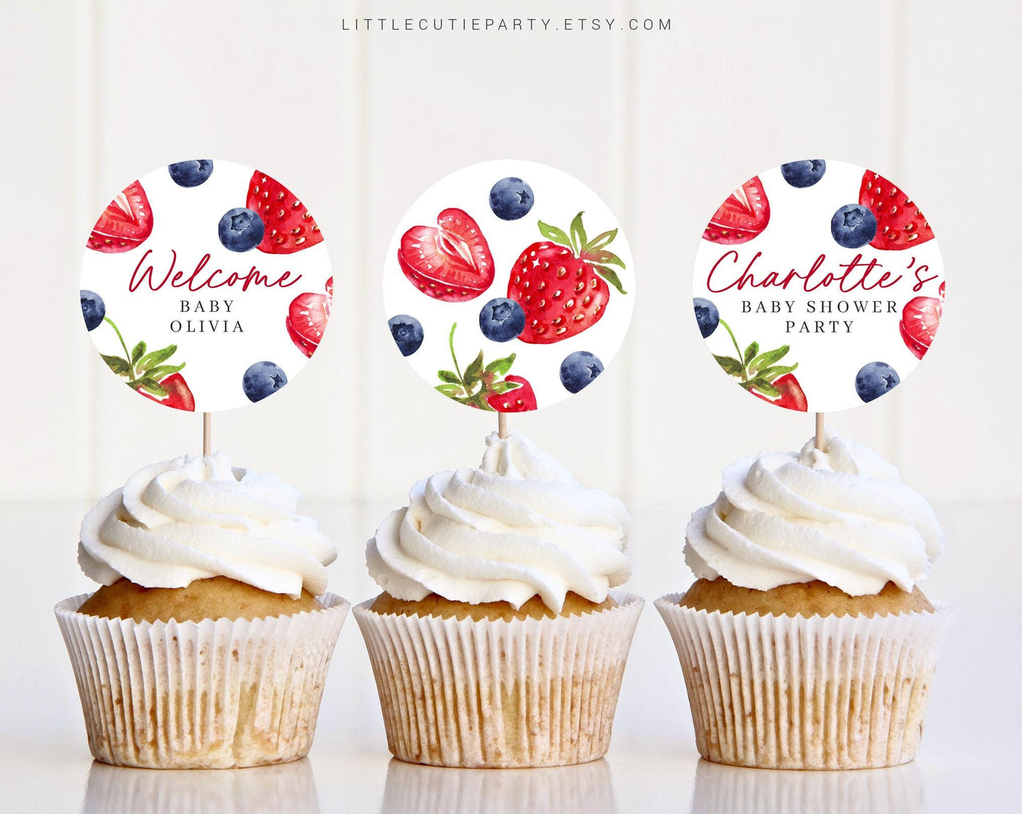 Editable Someone Berry Sweet Baby Shower Cupcake Toppers, Berry Baby Shower Cake Topper, Baby Shower Cake Topper Decorations BRSBS002
