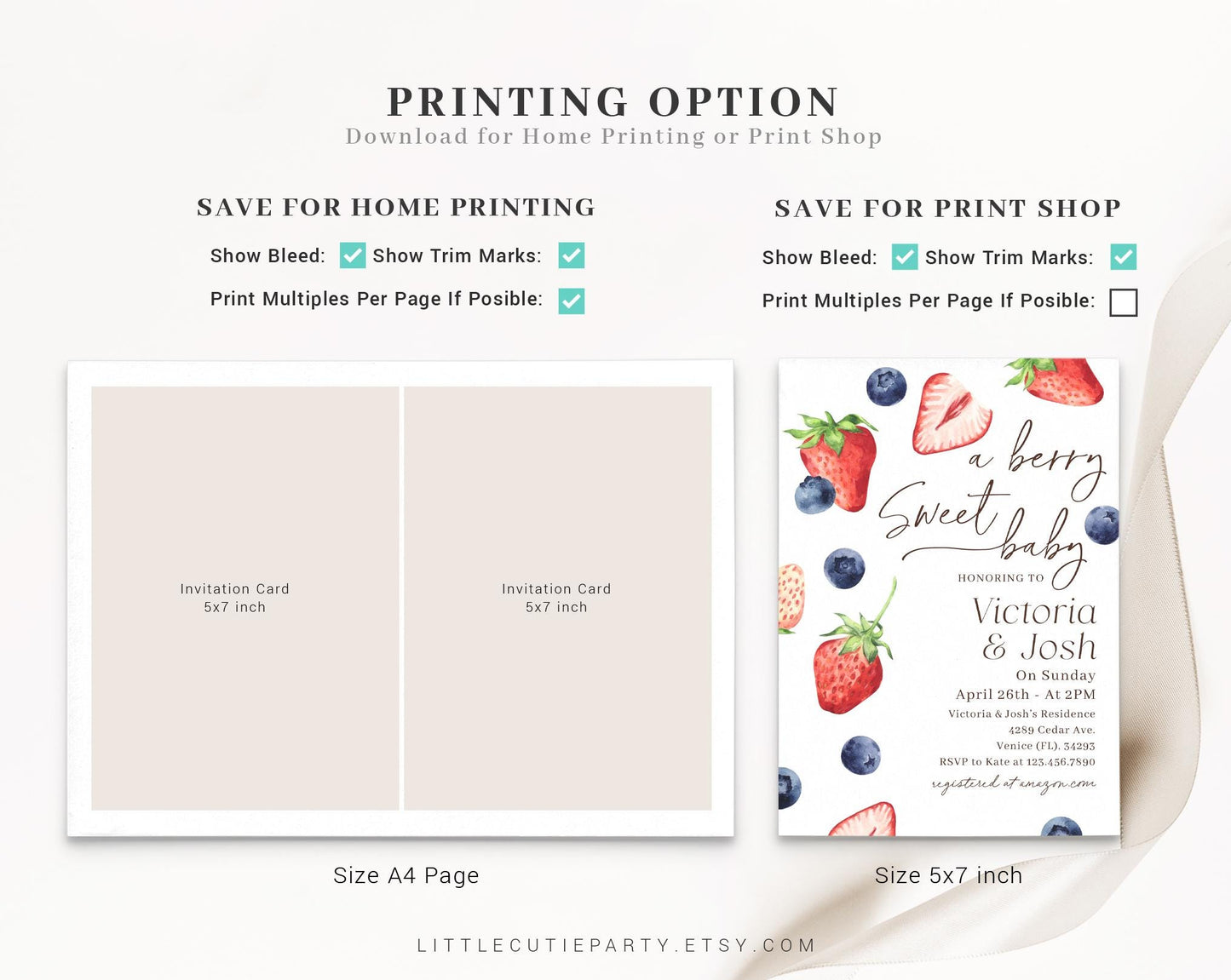 Editable Berry Sweet Baby Shower Invitation, Berry Baby Shower Invites, Blueberry Strawberry Diaper Raffle, Books for Baby and Tag BRSBS003