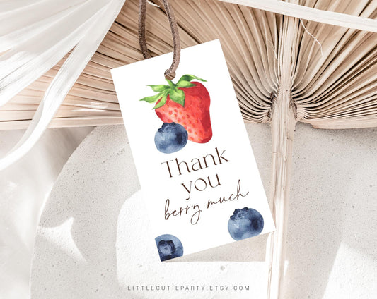 Editable Berry Sweet Baby Shower Invitation, Berry Baby Shower Invites, Blueberry Strawberry Diaper Raffle, Books for Baby and Tag BRSBS003