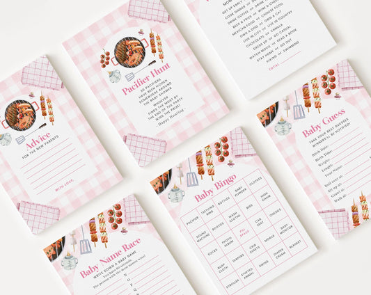 10 Editable Babyq Baby Pink Shower Games, BBQ Baby Shower Pink Games Bundle, Baby Q Girl Baby Set Baby Shower Party Games BBQBS003