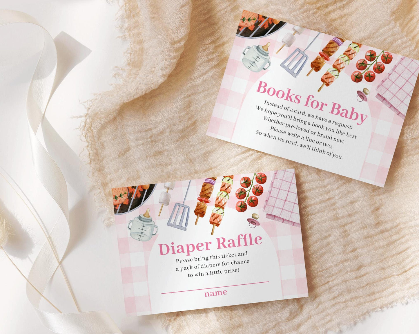 Editable Babyq Pink Invite, BBQ Baby Shower Girl Invitation, Barbecue Baby Shower Digital Invite for Baby Q Girl Baby Shower Party BBQBS003