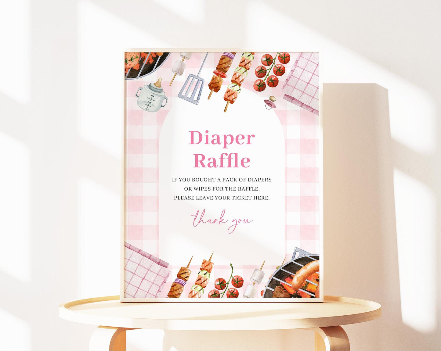 Editable Babyq Pink Sign, Custom Sign Template for Baby Shower Girl Party with Baby Q Girl Decor BBQBS003