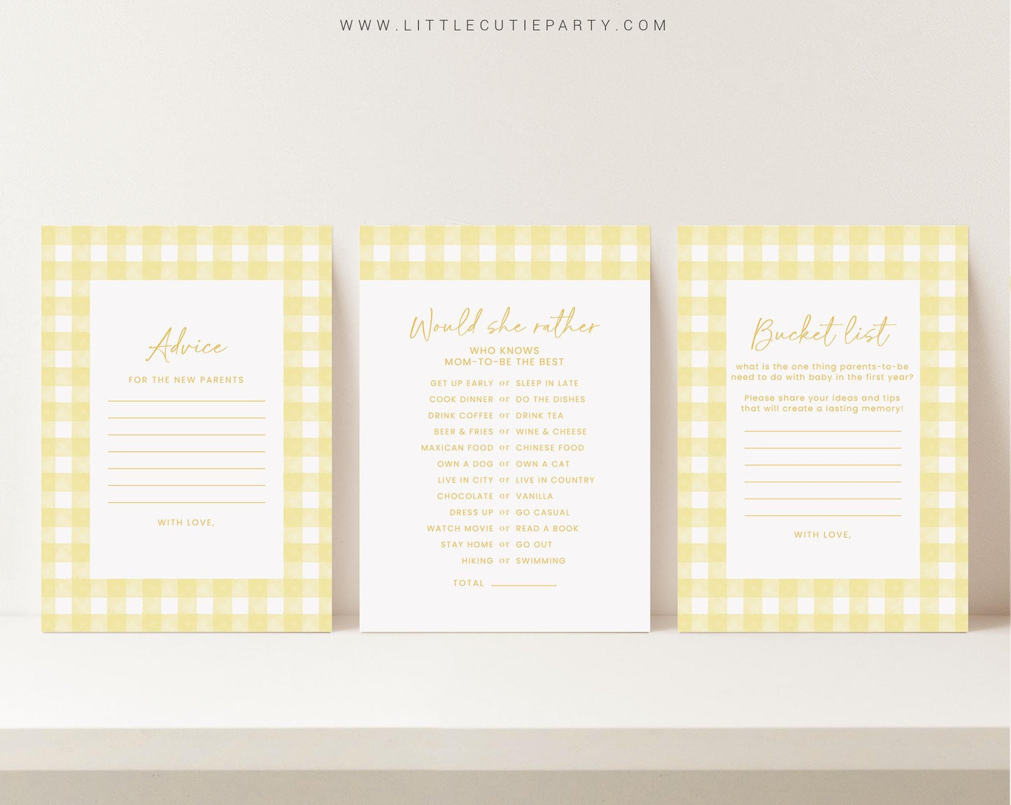 10 Editable Yellow Gingham Baby Shower Games, Yellow Baby Shower Games Bundle, Yellow Gingham Set Neutral Baby Shower Party Games YGHBS001