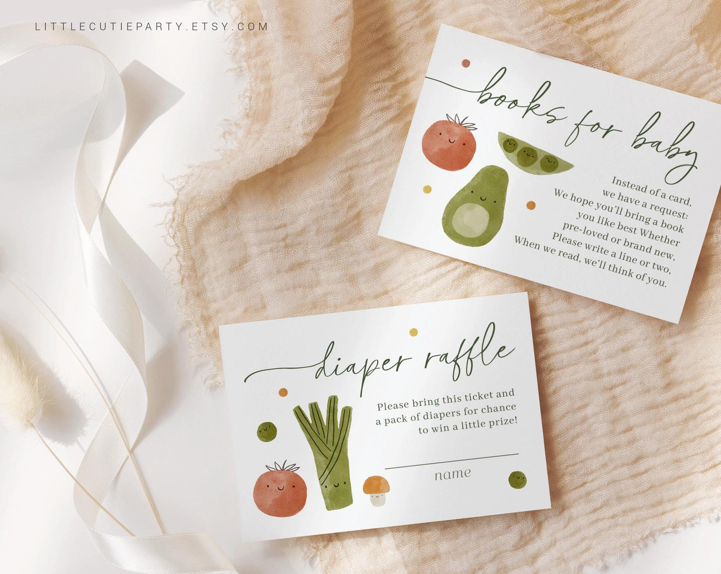 Editable Little Sprout Baby Shower Invitation, A Little Sprout is on the Way Invite with Diaper Raffle, Books for Baby and Tag LSPBS001