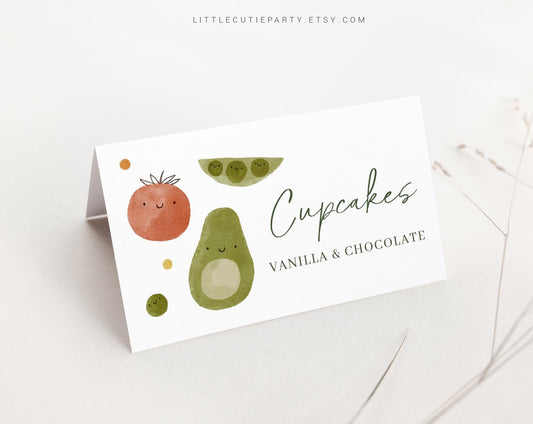 Editable Little Sprout Baby Shower Food Labels, Food Tent cards, Folded Food Cards for Little Sprout Baby Shower Party Decor LSPBS001