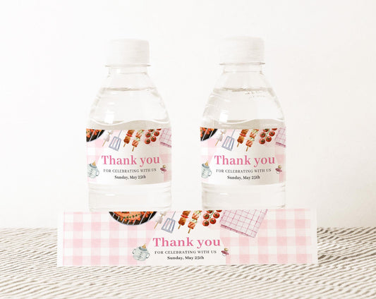 Editable Babyq Pink Water Bottle Labels, Baby Q Girl Bottle Label for babyq Pink Theme Decoration BBQBS003