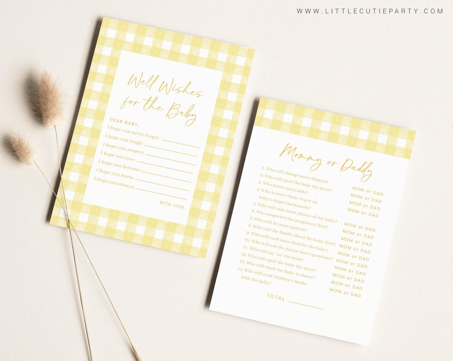 10 Editable Yellow Gingham Baby Shower Games, Yellow Baby Shower Games Bundle, Yellow Gingham Set Neutral Baby Shower Party Games YGHBS001