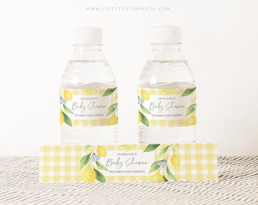 Editable Main Squeeze Baby Shower Water Bottle Labels, Bottle Label for Lemon Baby Shower Decorations LMNBS003