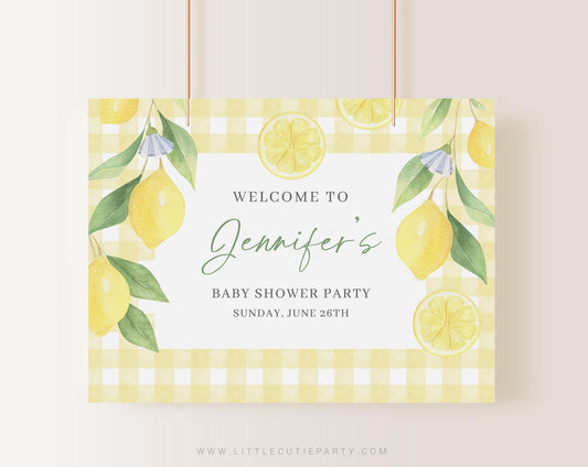 Editable Lemon Baby Shower Backdrop, Mamas Main Squeeze Baby Shower Banner, Shower Sign for Main Squeeze Party Decorations LMNBS003