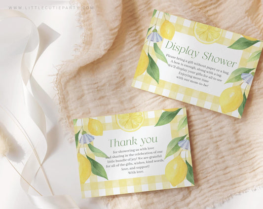 Editable Mamas Main Squeeze Thank you Card, Lemon Baby Shower Display Card for Mamas Main Squeeze Baby Shower Decor LMNBS003
