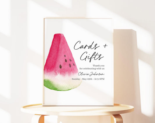 Editable Watermelon Sign, Custom Sign Template for Baby Shower Party with Watermelon  Baby Shower Decorations WTMBS002