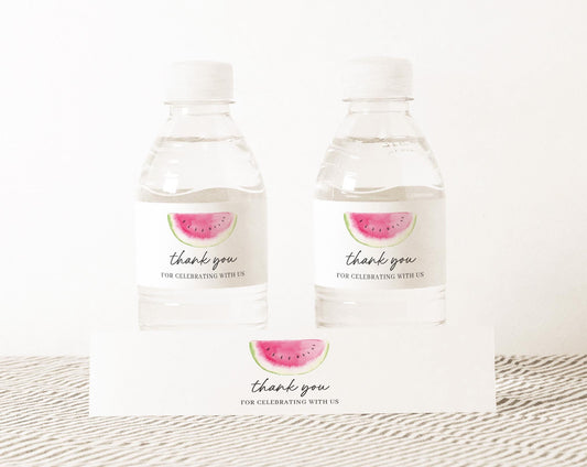 Editable Watermelon Water Bottle Labels, Bottle Label for Watermelon Summer Decorations WTMBS002