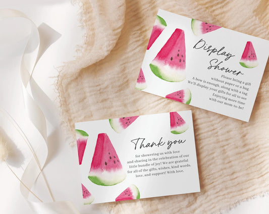 Editable Watermelon Baby Shower Thank you Card, Baby Shower Display Card for Watermelon Baby Shower Decorations WTMBS002
