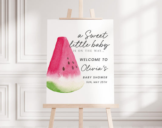 Editable Watermelon Welcome Sign, Watermelon Baby Shower Welcome Sign, Welcome Board, Welcome Template Watermelon Summer Decoration WTMBS002