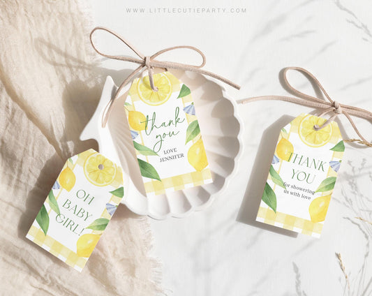 Editable Lemon Baby Shower Party Favors Tag, Thank You Favor Tag, Thank you Tags,  Mamas Main Squeeze Party Decor LMNBS003