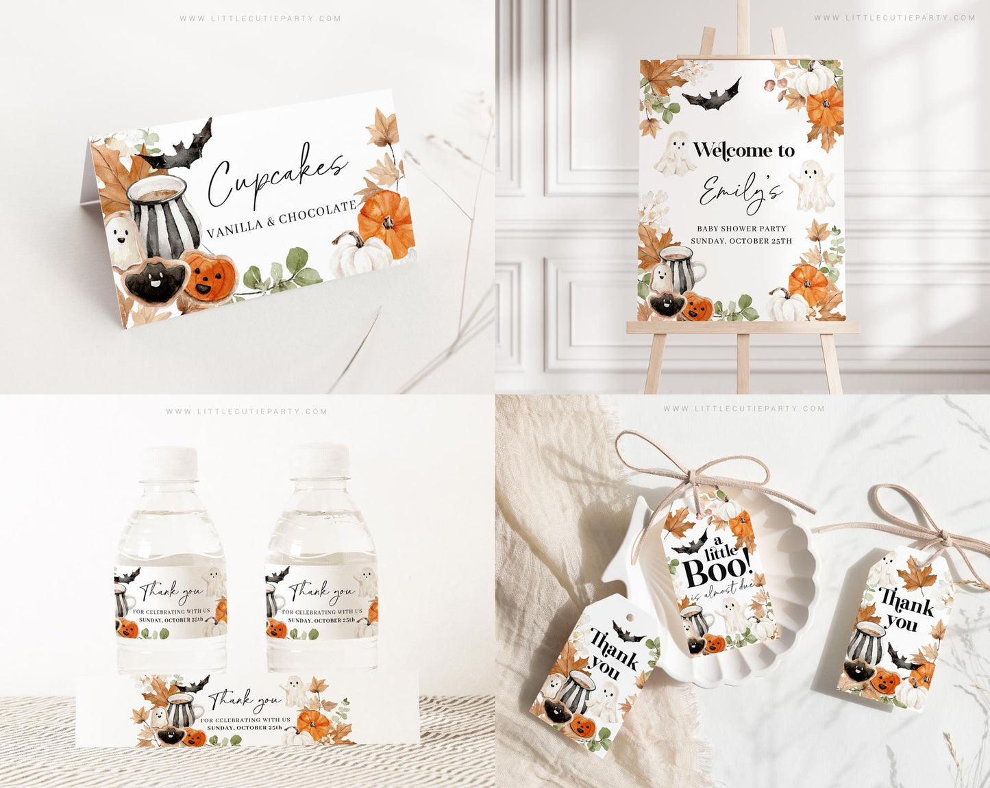 Editable Little Boo is almost due Invitation Bundle, Little Boo Baby Shower Bundle, Halloween Baby Shower with Games and All Decor HAWBS004
