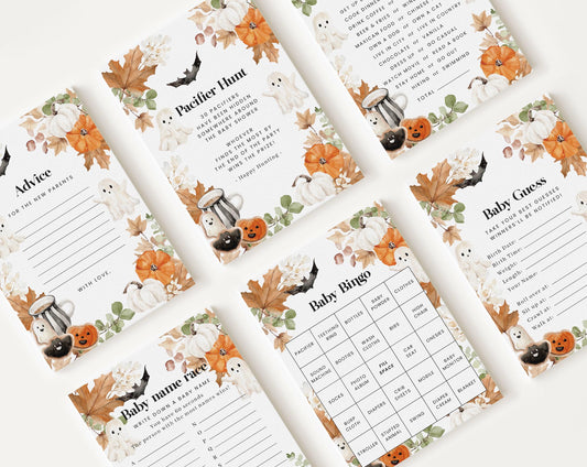 10 Editable Little Boo Baby Shower Games Bundle, Halloween Baby Shower Games Bundle, Spooky Baby Shower Games HAWBS004