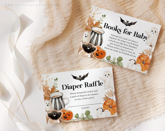 Editable Halloween Invite Set, Little Boo Baby Shower Invite Digital, Evite Digital Invitation Set HAWBS004