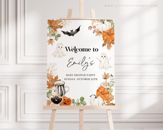 Editable Little Boo is Almost Due Welcome Sign, Little Boo Welcome Sign, Welcome Board, Halloween Baby Shower Party Decor HAWBS004