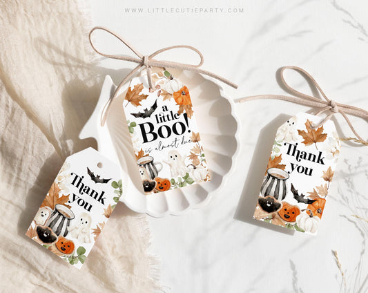 Editable Little Boo is Almost Due Favors Tag, Thank You Favor Tag, Thank you Tags, Little Boo Favor Tags Party Decor HAWBS004