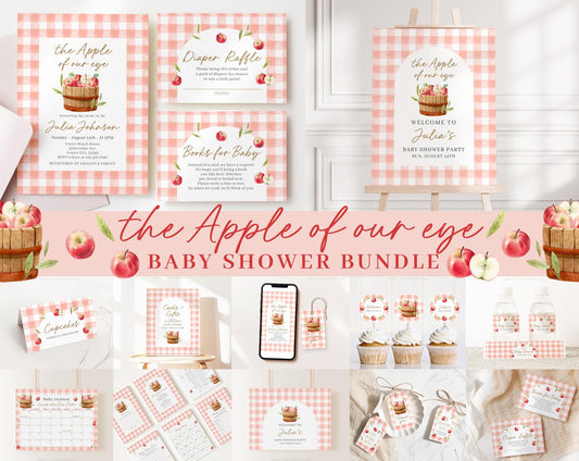 Editable Apple of Our Eye Bundle, Apple of Our Eye Baby Shower Bundle with Fall Baby Shower Games Bundle and Decor APPBS001