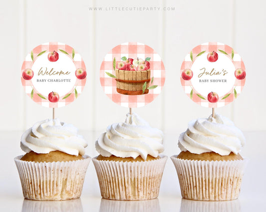 Editable Apple of Our Eye Cake Topper, Apple of Our Eye Cupcake Toppers, for Fall Baby Shower Party Decor APPBS001