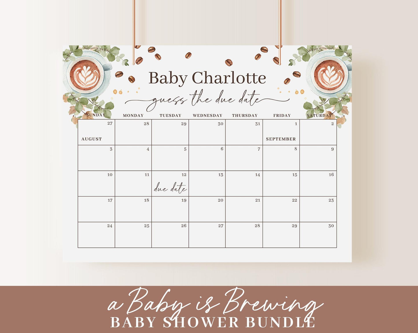 Editable Baby is Brewing Coffee Baby Shower Bundle, A Baby is Brewing Baby Shower Bundle with Halloween Games Bundle and Decor BRGBS001