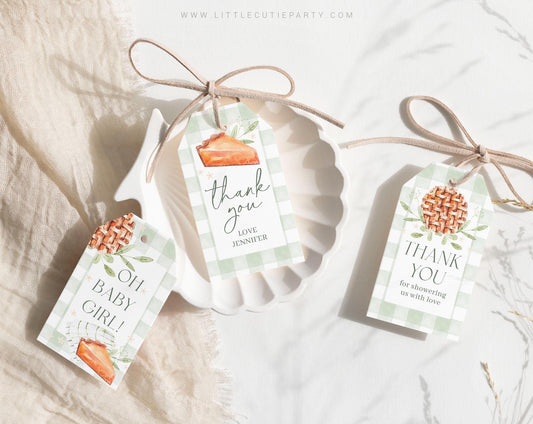 Editable Cutie Pie Baby Shower Favor, Little Cutie Pie Sage green Tag, Thank you Tags, Gift Tag for Thanksgiving Shower Decor CTPBS003