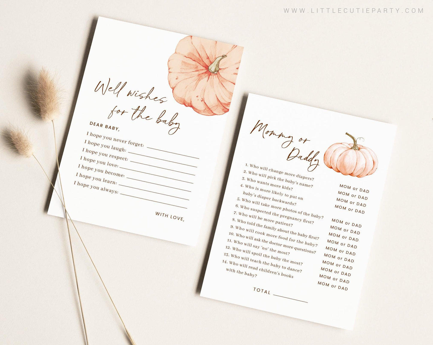 10 Editable Pumpkin Baby Shower Games, Little Pumpkin is on the Way Games Bundle OPKBS003