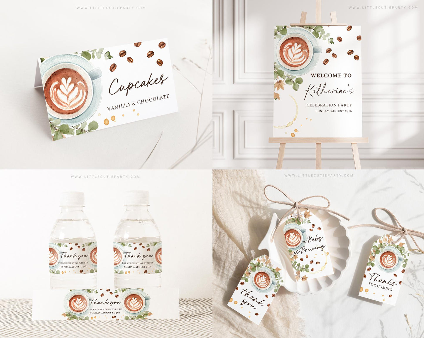 Editable Baby is Brewing Coffee Baby Shower Bundle, A Baby is Brewing Baby Shower Bundle with Halloween Games Bundle and Decor BRGBS001