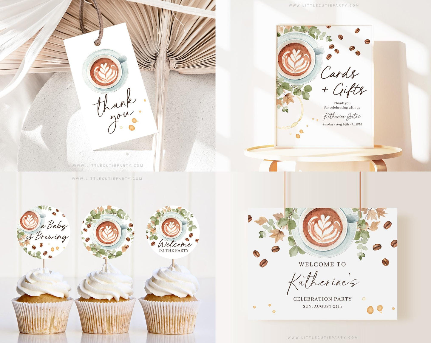 Editable Baby is Brewing Coffee Baby Shower Bundle, A Baby is Brewing Baby Shower Bundle with Halloween Games Bundle and Decor BRGBS001