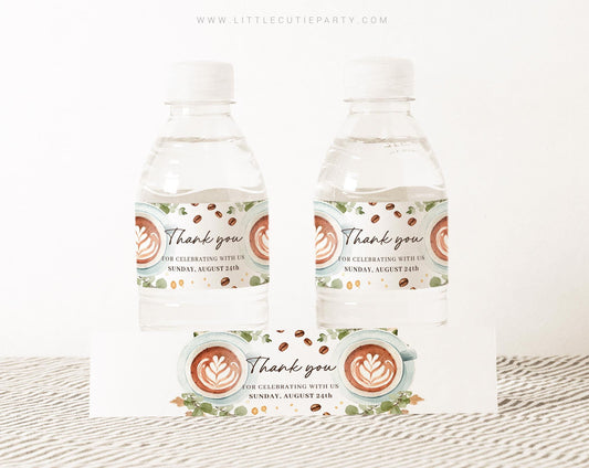 Editable Coffee Baby Shower Water Bottle Labels, Bottle Label for A Baby is Brewing Baby Shower Decorations BRGBS001