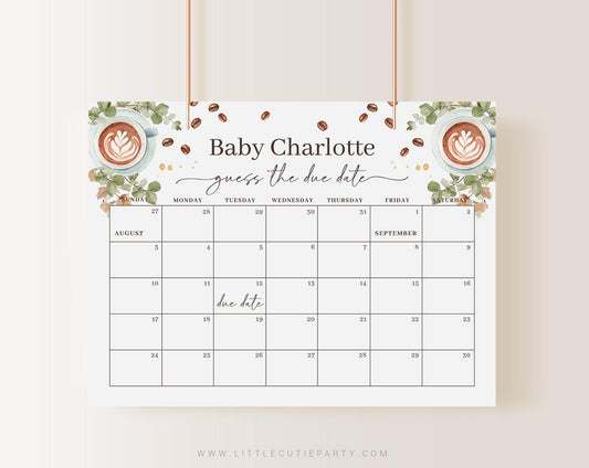 Baby is Brewing Shower Game: Due Date Calendar (Digital Download) BRGBS001