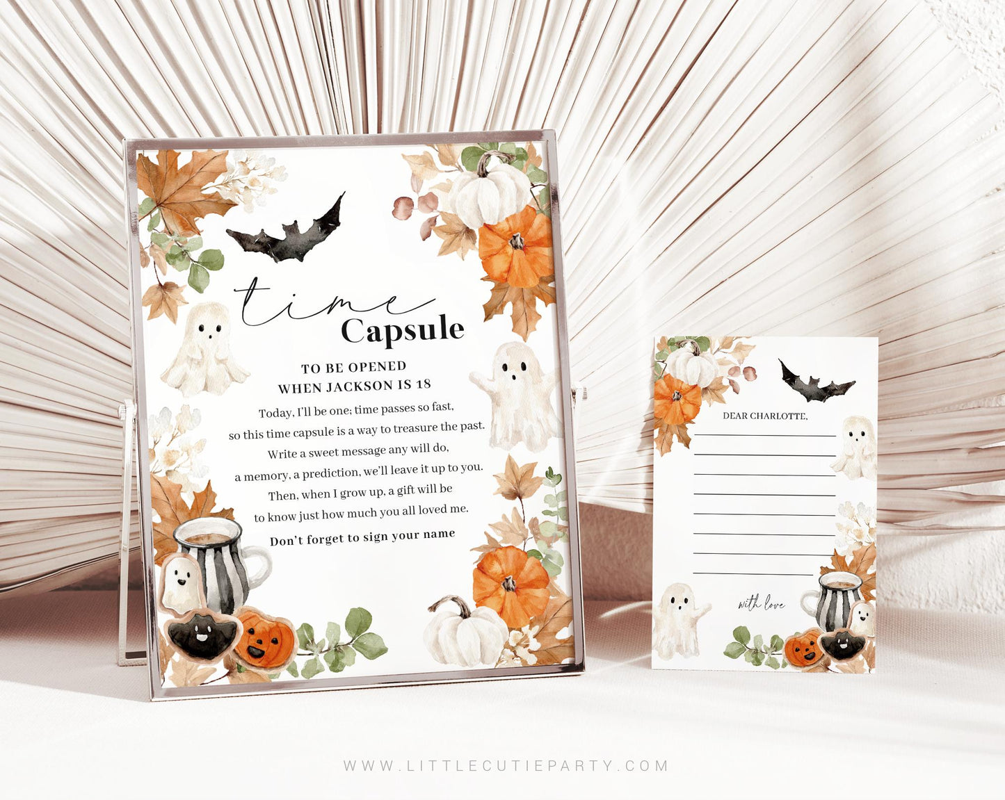 Editable Halloween Time Capsule Template, Little Boo First Birthday Time Capsule Sign, Little Boo Birthday Time Capsule LTBBD003