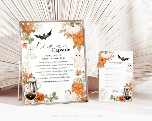 Editable Halloween Time Capsule Template, Little Boo First Birthday Time Capsule Sign, Little Boo Birthday Time Capsule LTBBD003