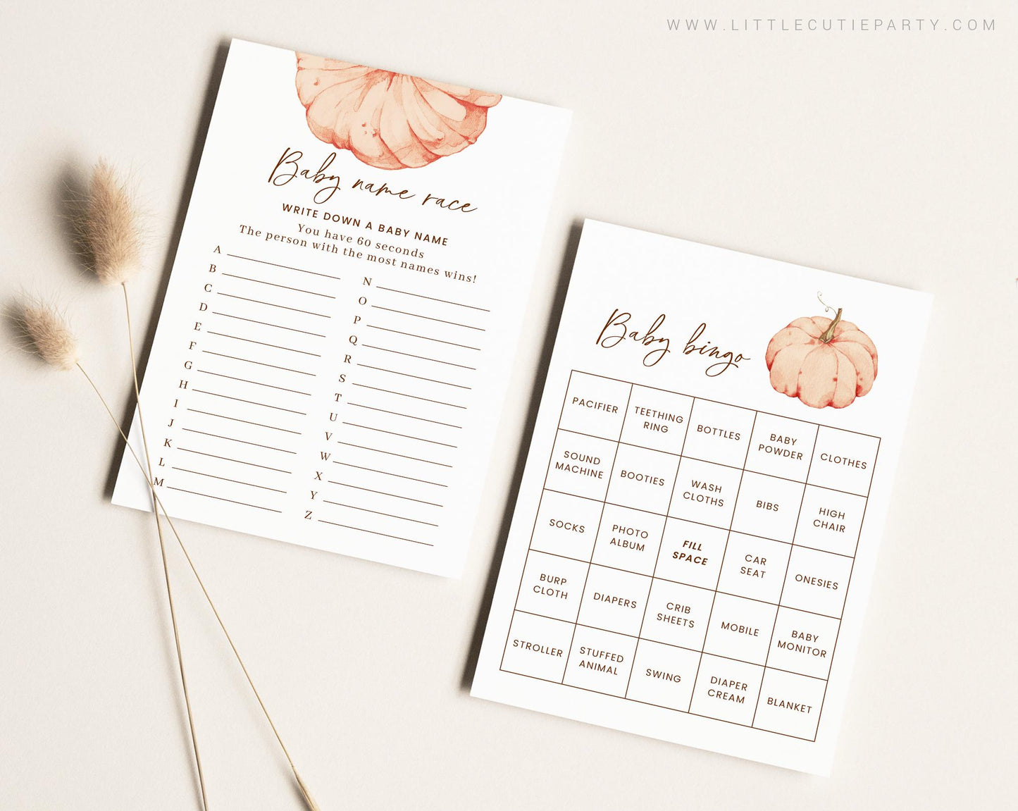 10 Editable Pumpkin Baby Shower Games, Little Pumpkin is on the Way Games Bundle OPKBS003