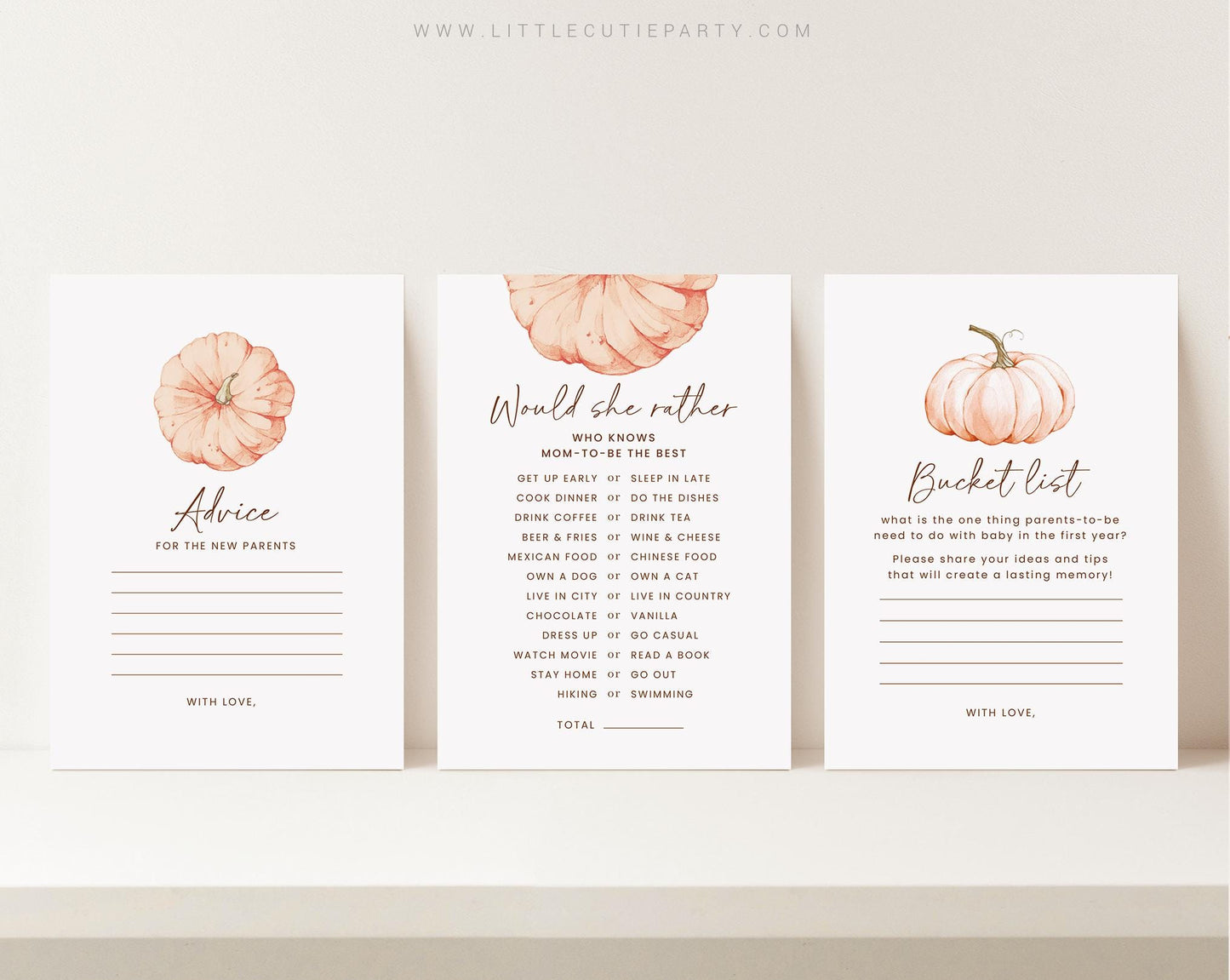 10 Editable Pumpkin Baby Shower Games, Little Pumpkin is on the Way Games Bundle OPKBS003