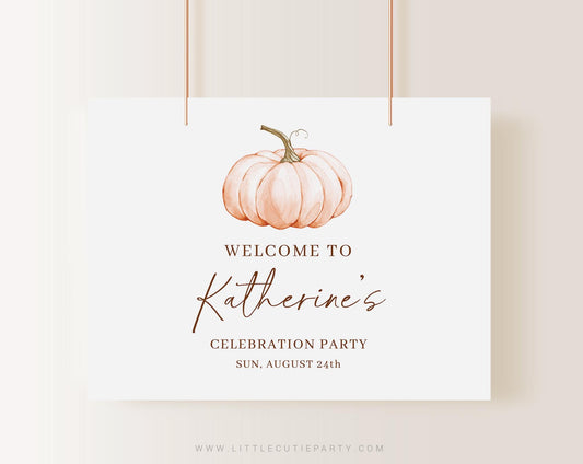 Editable Pumpkin Backdrop, A Sweet Little Pumpkin Baby Shower Banner, Shower Sign for Fall Banner Welcome Sign OPKBS003
