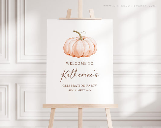 Editable Pumpkin Welcome Sign, Sweet Little Pumpkin Baby Shower Sign, Welcome Board OPKBS003