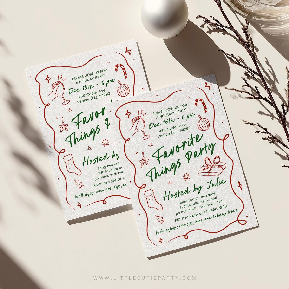 Favorite Things Party Invitation Editable Template FAV001 - image 2