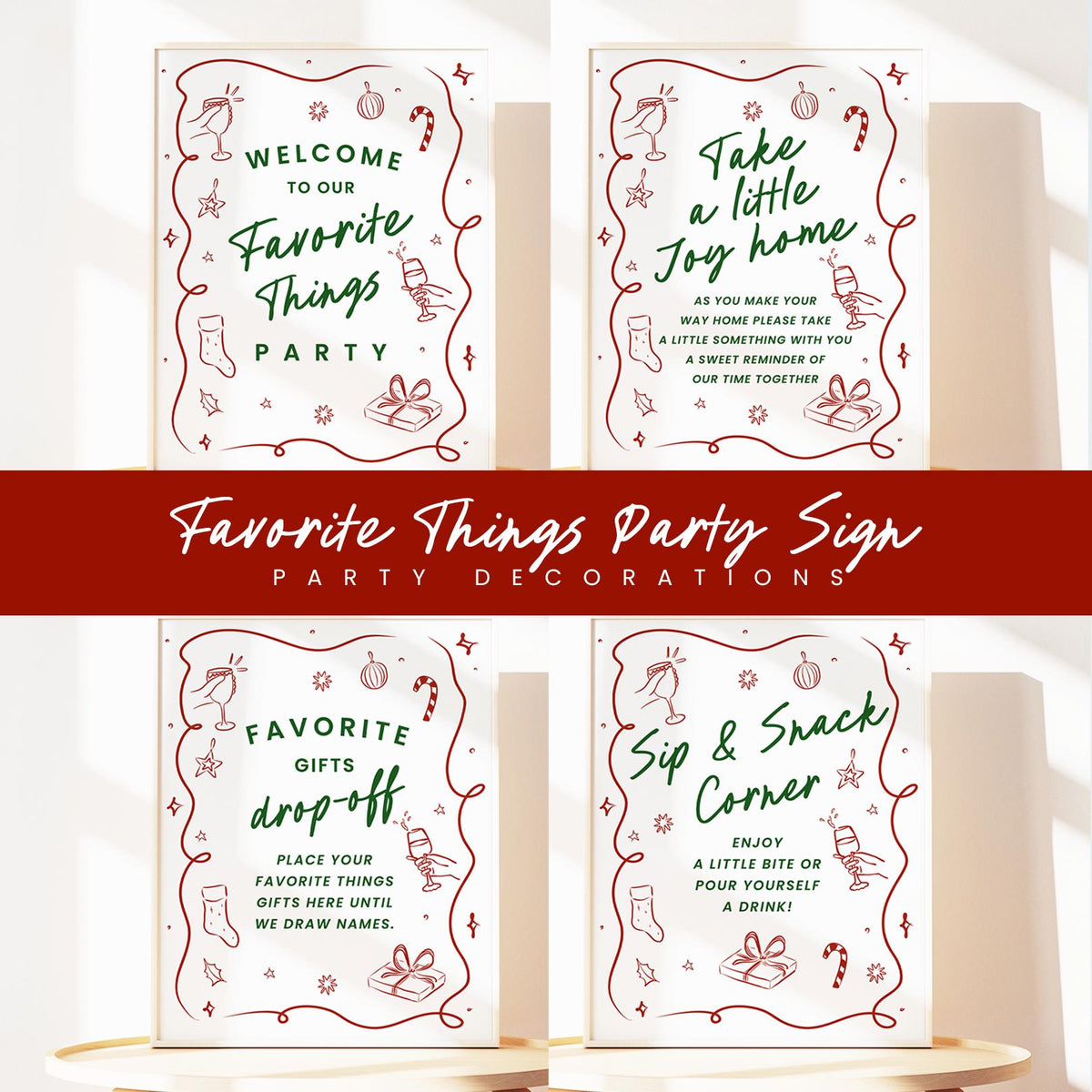 Favorite Things Party Signs: 5 Favorite Things Party Decorations 8x10 FAV001 - image 1