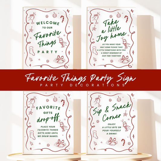 Favorite Things Party Signs: 5 Favorite Things Party Decorations 8x10 FAV001 - image 1