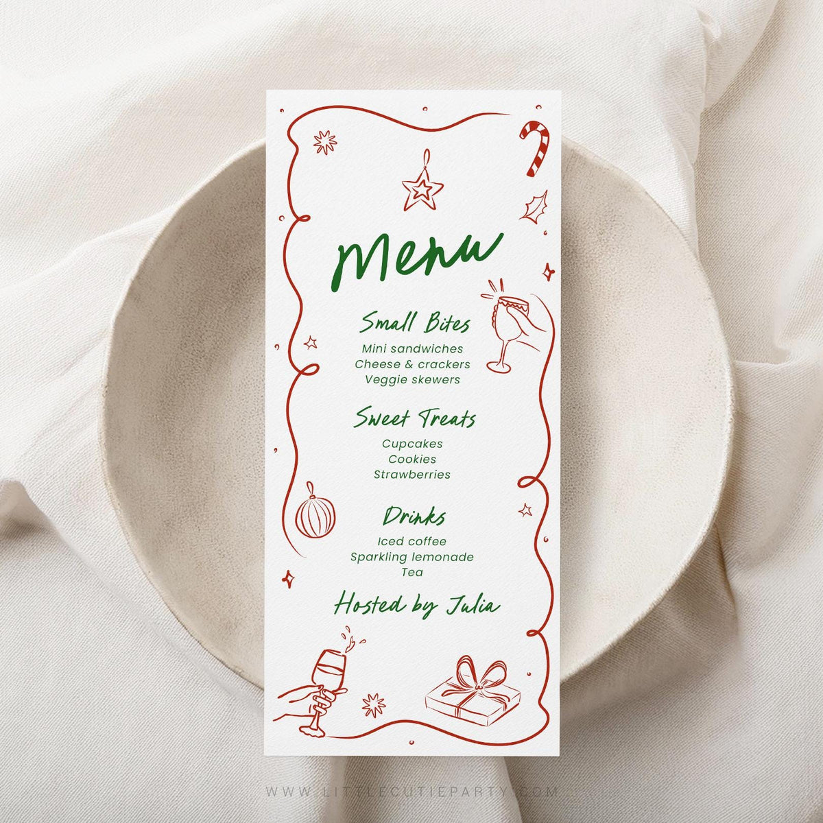 Favorite Things Party Menu Editable Template 4x9 (Digital Download) FAV001 - image 1