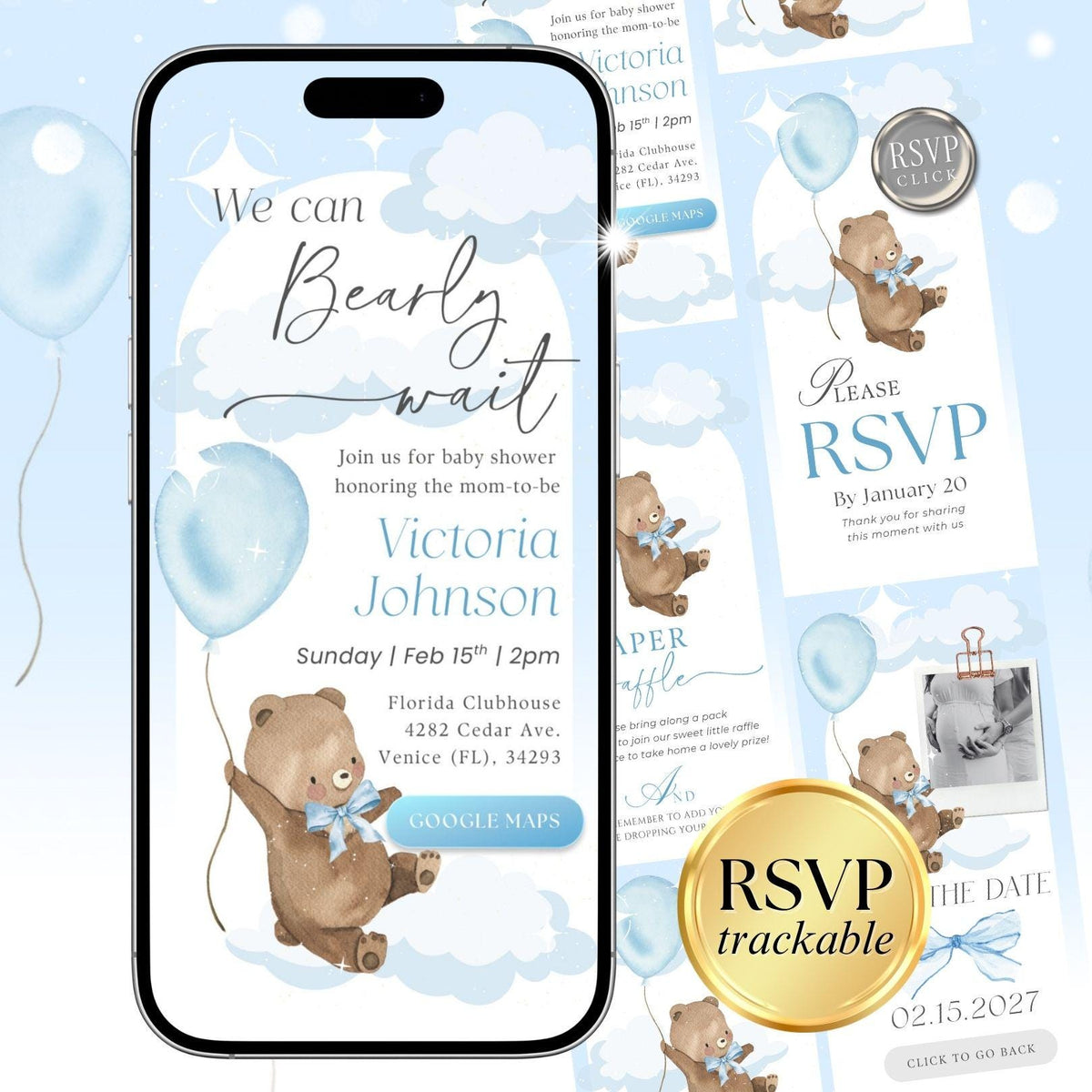We can bearly wait baby shower invites BRWBS002 - image 1