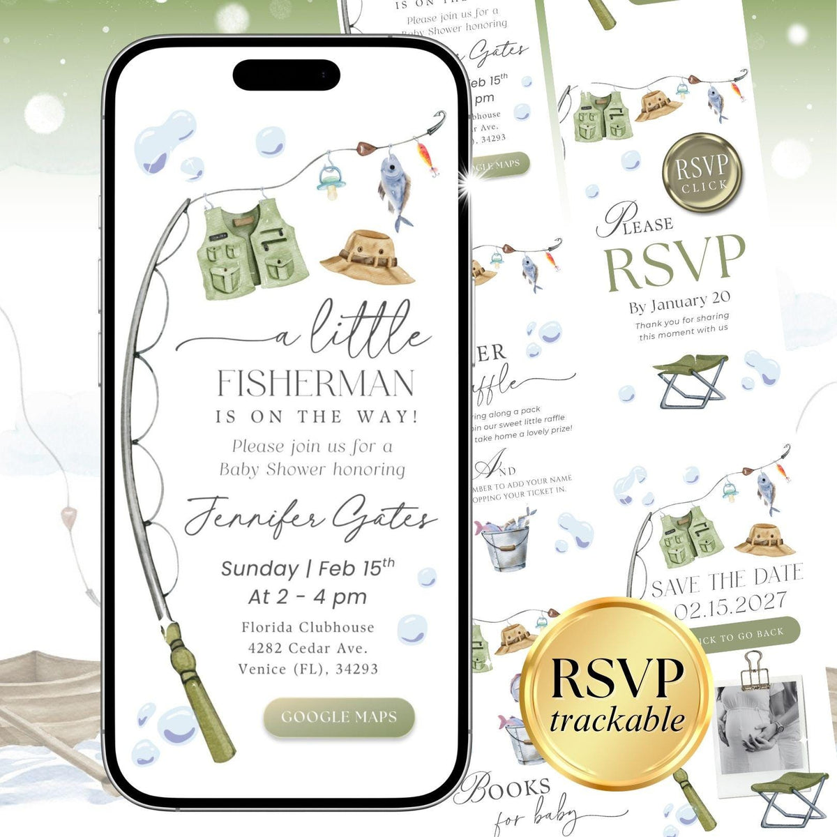Little Fisherman Baby Shower Invite LFMBS001 - image 1
