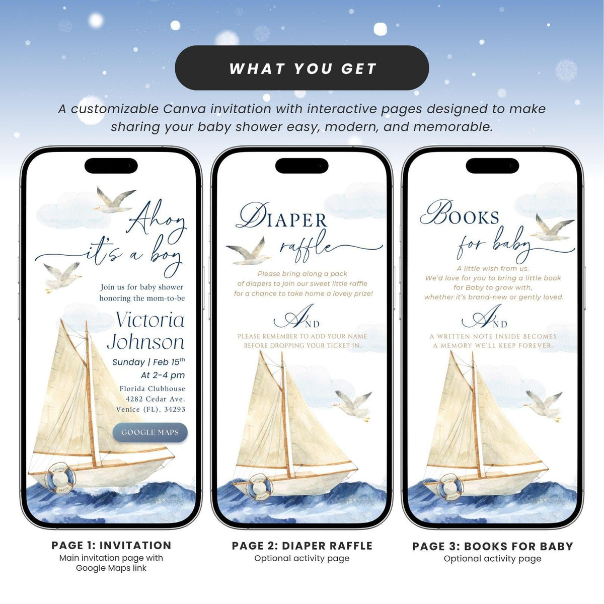 Ahoy Its a Boy Baby Shower Invitations AHBBS001 - image 4